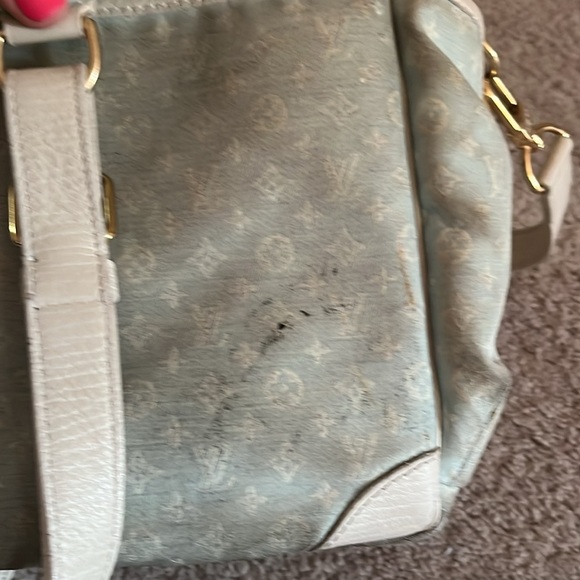 Louis Vuitton monogram, baby blue diaper bag
